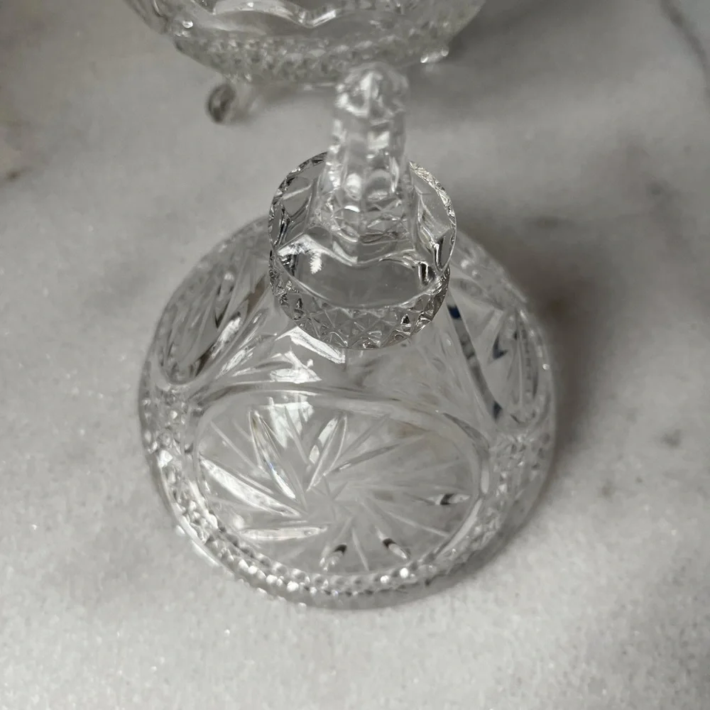 Vintage Clear Crystal Candy Dish or Nut Bowl with Lid